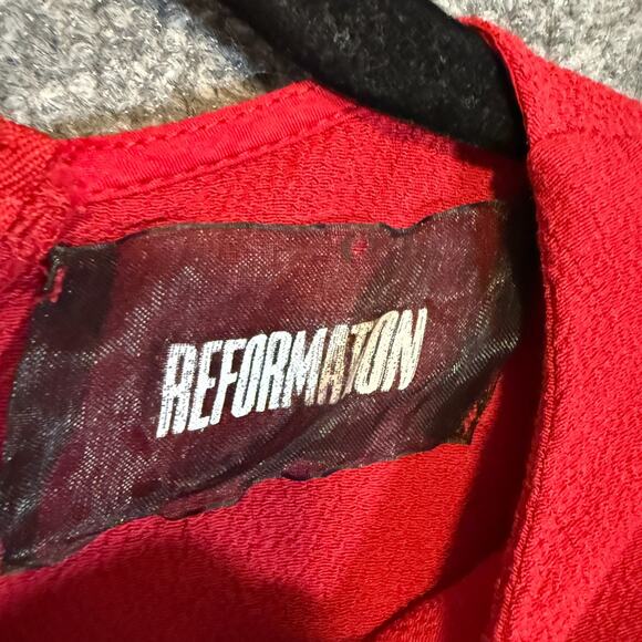 Reformation Dress Womens 4 Red Long Sleeve Zip Chest Cut Out Midi Dress Bodycon - Picture 7 of 12